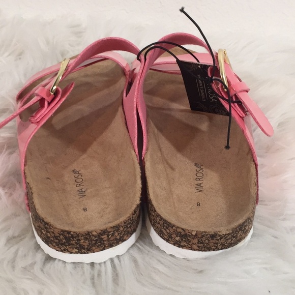 Vía Rosa Footbed Sandal Slip On Cross Straps New - Picture 10 of 16